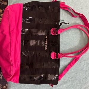 Victoria's Secret Black and Pink Sequin Tote